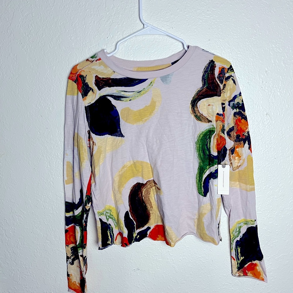 Anthropologie Watercolor Long Sleeve Shirt